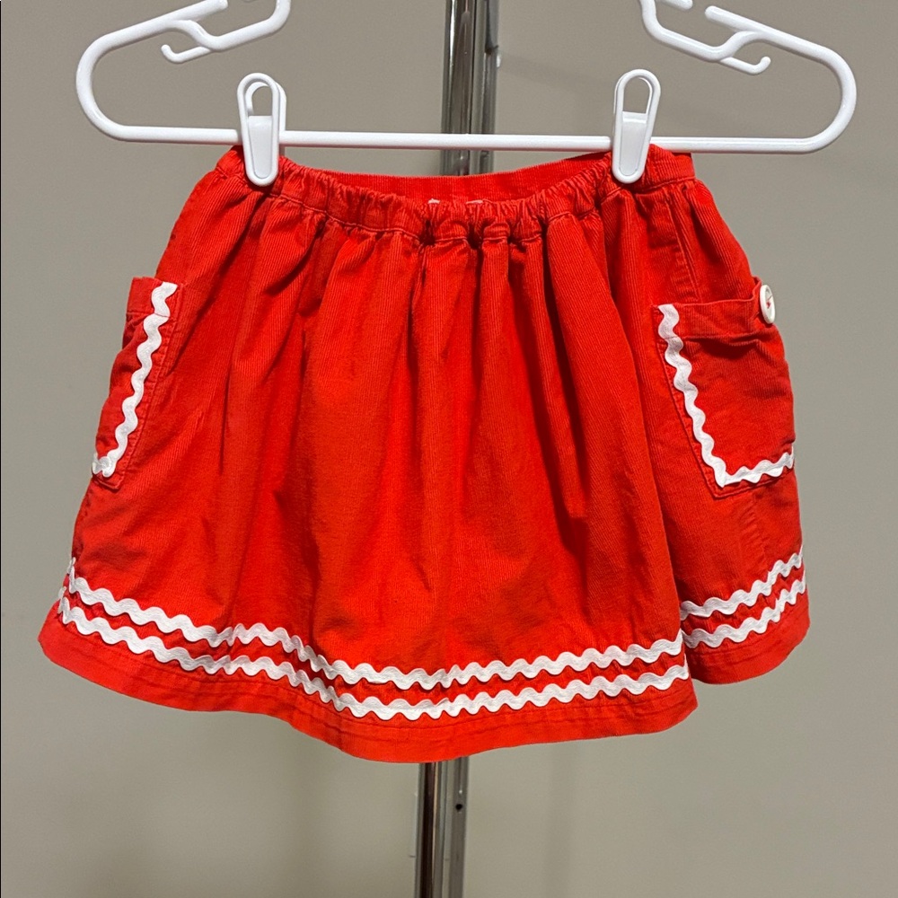 Mini Boden Girls Corduroy Ric Rac Skirt - Orange